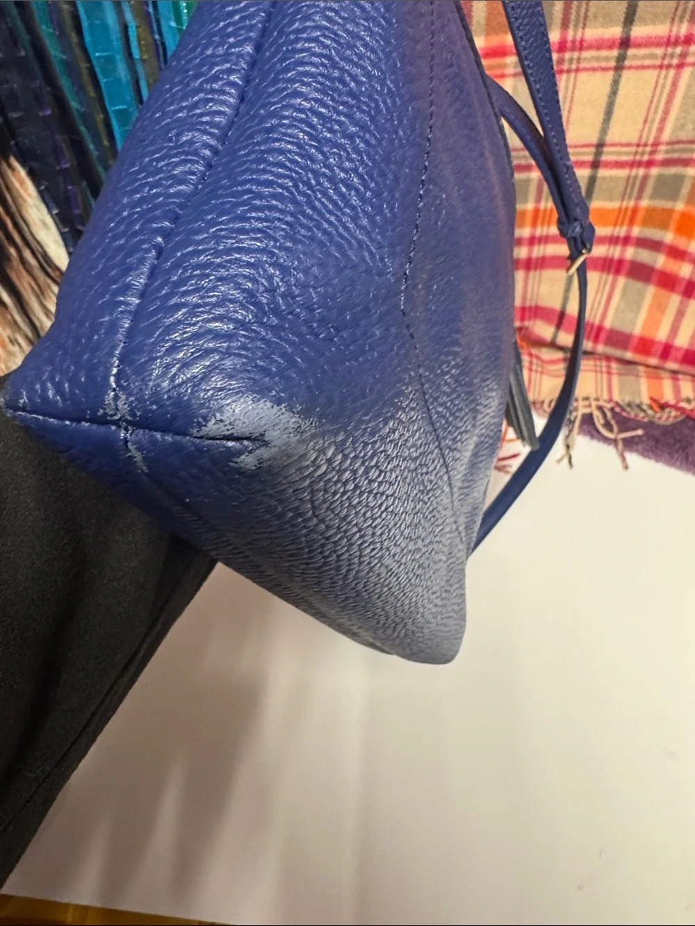 Kate Spade Navy Pebbled Leather Crossbody with tassel